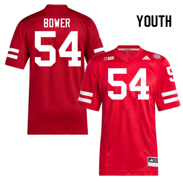 Youth #54 Jacob Bower Nebraska Cornhuskers College Football Jerseys Stitched Sale-Scarlet